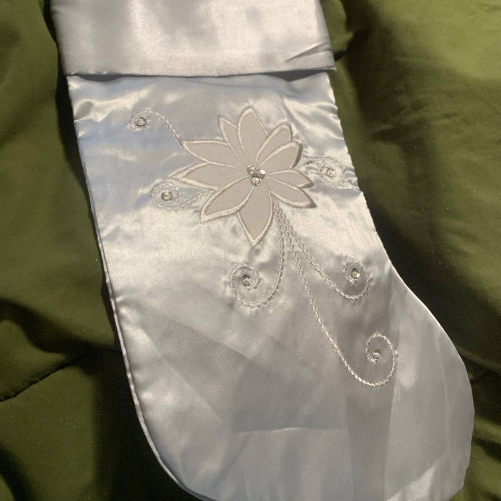 Satin bejeweled Christmas stocking